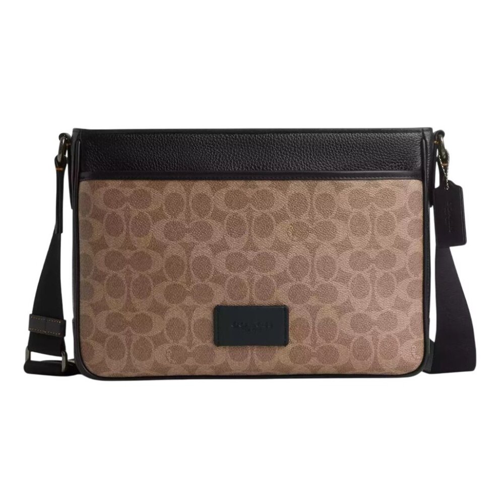 NEW Coach District Signature Print Leather & Canvas Crossbody Bag Mens Bag
